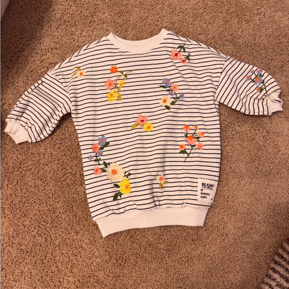 Floral Striped Kids Sweater